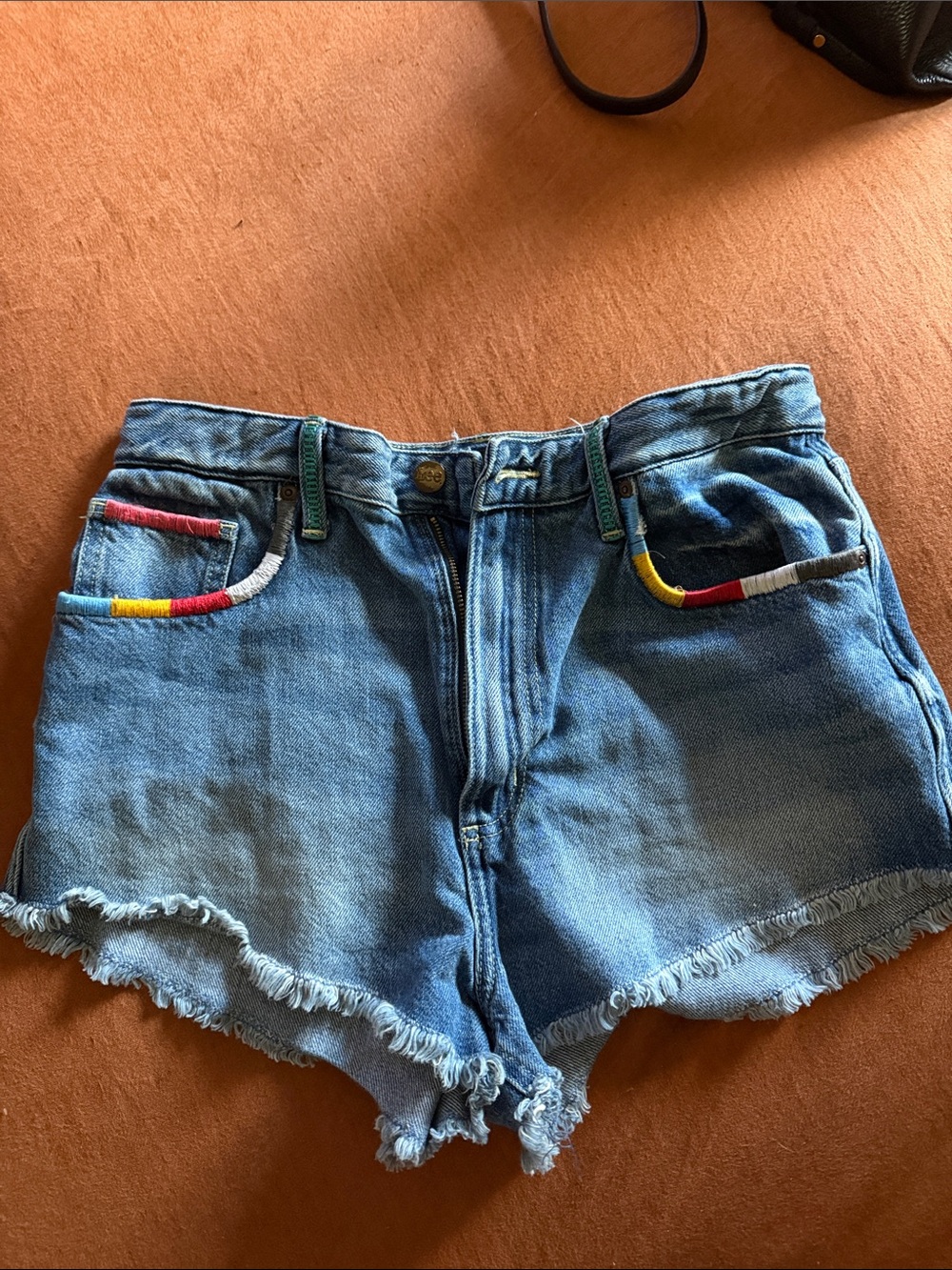 Lee Blue Denim Jean Shorts with Multicolor Trim